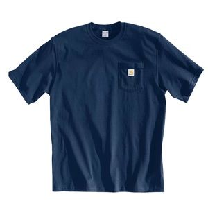 Carhartt T-Shirt Mens 3XL Tall Original Fit Short Sleeve Pocket Blue Navy